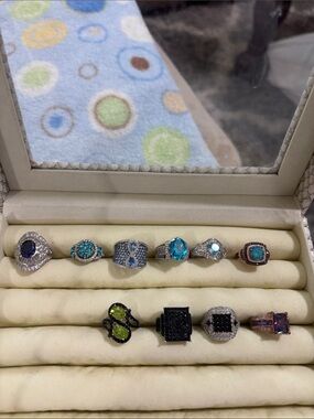 JTV Multicolor Gemstone Ring Collection - Blue, Teal, Green, Black, Purple,